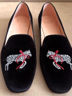J.Crew Black and Cream Leather Sole Signature Shoe